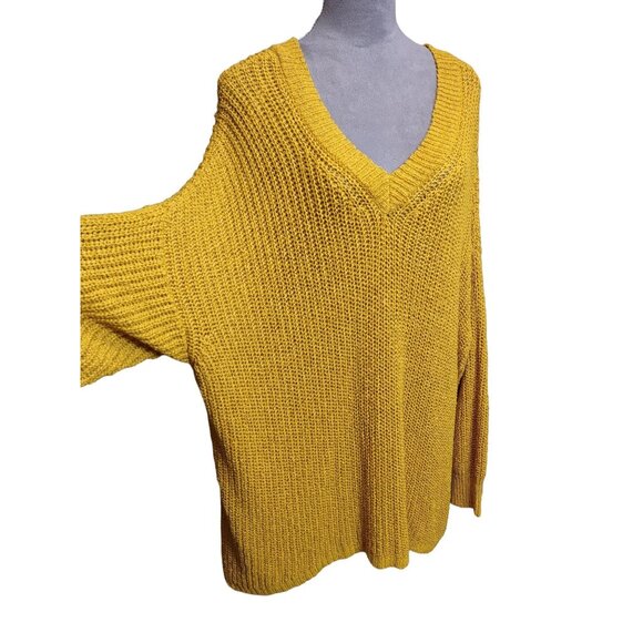 Gibson Latimer Sweater Loose Knit Pullover Mustard Yellow Oversized Plus 2X - Picture 2 of 6